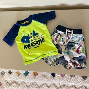 Boys - swimsuit set trunks & rash guard - 12 months